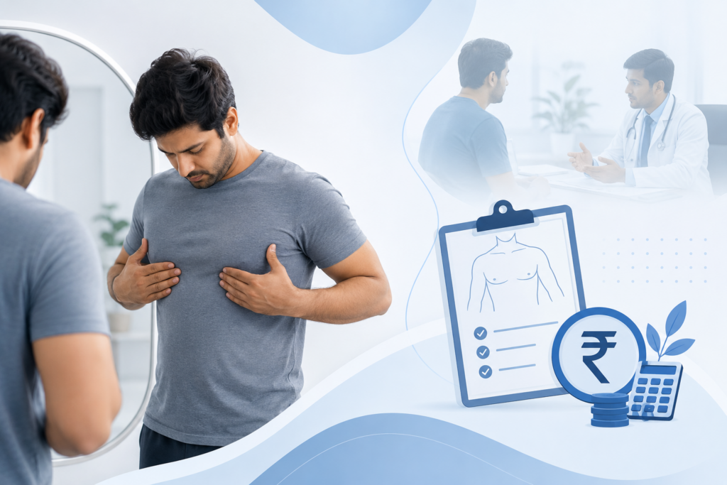 Gynaecomastia Surgery Cost in Delhi – Male breast reduction consultation with cosmetic surgeon